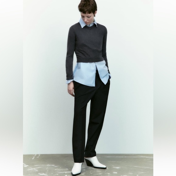 ZARA WOOL AND ALPACA BLEND FINE KNIT SWEATER DARK GREY SZ M - Picture 2 of 12